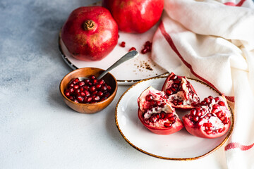 Organic pomegranate fruits