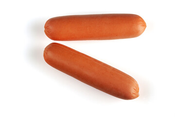 two sausages on a white background