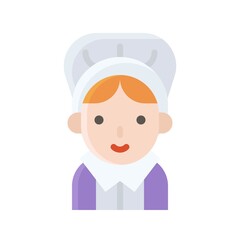 Pilgrim woman icon, Thanksgiving related vector