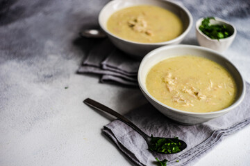 Traditional georgian chicken soup