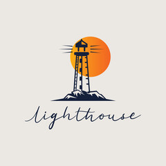 Lighthouse logo template Premium Vector