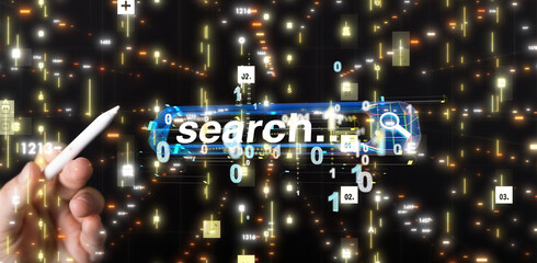 Fototapeta na wymiar digital search bar engine touch digital 3d concept