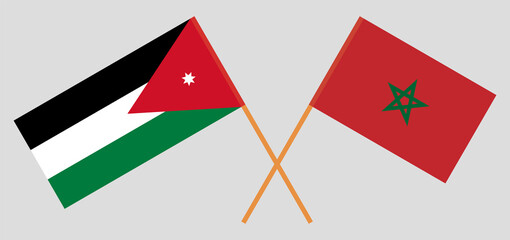 Crossed flags of Morocco and Jordan