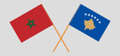 Crossed flags of Morocco and Kosovo