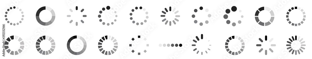 Poster Loading icon set. load. Circle loader collection. load bar icons. Collection of loading icons. Round progress bar for web and application ui. Vector illustration