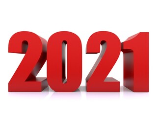 New Year 2021  ,3d rendering on white black ground