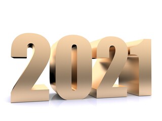 New Year 2021  ,3d rendering on white black ground