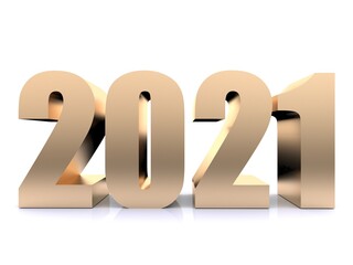 New Year 2021  ,3d rendering on white black ground