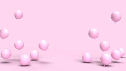 3d illustration of pink balloons on pink background