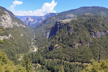 A valley and creeks of Yosemite National Park