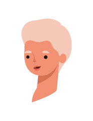 woman face with yellow hair on a white background