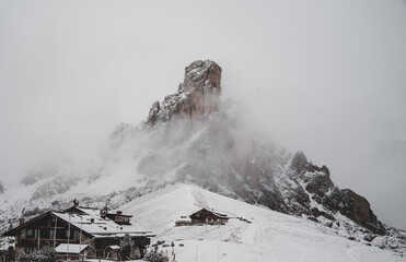 Snow in Dolomites, Passo Giau.