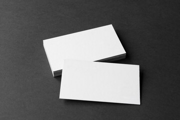 Business cards blank. Mockup on black background.  Copy space for text.