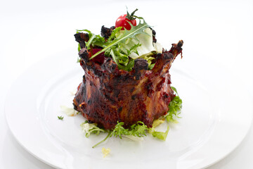 grilled meat with salad