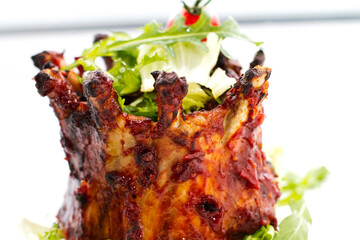 grilled pork ribs with salad