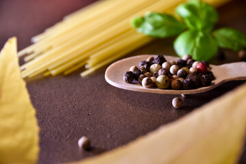 kitchen ingredients Spaghetti and pepper