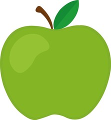 Vector emoticon illustration of a green apple