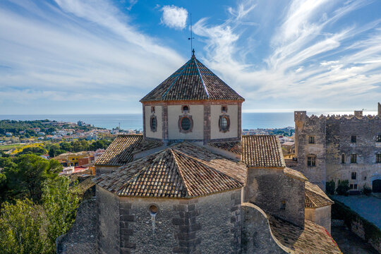 Sant Marti Church and Altafulla Castle in Altafulla, Spain