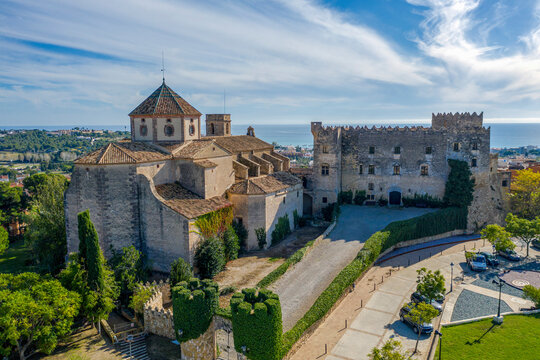 Sant Marti Church and Altafulla Castle in Altafulla, Spain