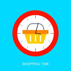 Flat Shopping Time Concept