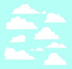cloud hand-drawn set blue sky clouds collection vector illustration 