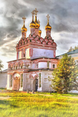 Fototapeta premium Joseph-Volokolamsk Monastery colorful painting, 17th century, Teryaevo, Tver region, Russia.