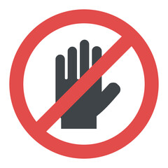 
Hand blocking sign stop 
