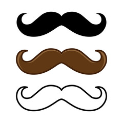 Mustache icon set. Mustaches designed in different styles. Isolated vector illustration.