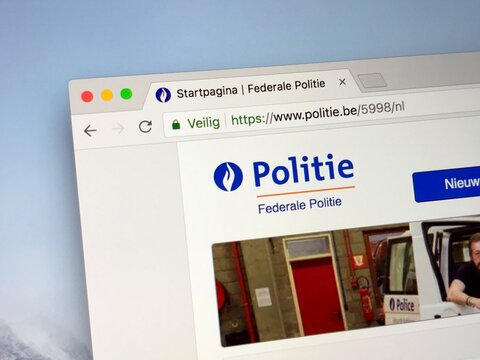 Brussel, Belgium - May 17, 2018: Official homepage of The Belgian Federal Police (Dutch: Federale Politie).