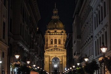 St. Stephen's Basilica in Budapest in the night
