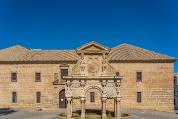 Obraz premium Old fountain of Saint Mary, Santa Maria, in Baeza, Andalusia, Spain. Baeza is World heritage site by Unesco.