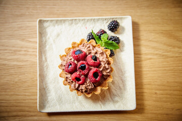 cake with raspberries