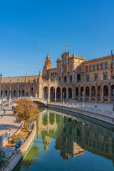 The Plaza de Espana, Spain Square, in Seville, Andalusia, Spain. It is located in the Parque de...