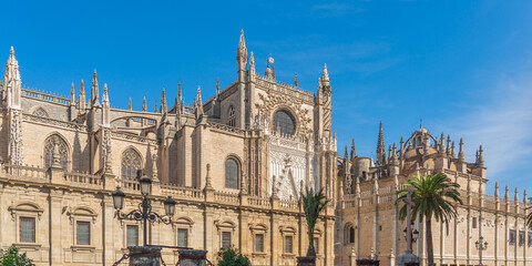 Fototapeta na wymiar The Cathedral of Saint Mary of the See Seville Cathedral, in Seville, Andalusia, Spain