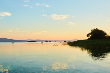 sunset over lake