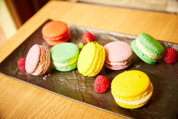 macaroons on a wooden table