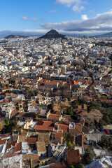 Panorama from Acropolis to city of Athens, Greece