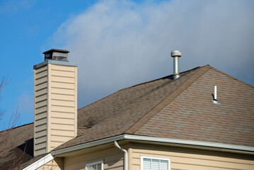 exhaust pipes from the fireplace and gas