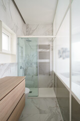 Fototapeta na wymiar Elegant and minimalist modern bathroom. Architectural restoration