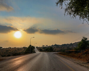 road in the sunset