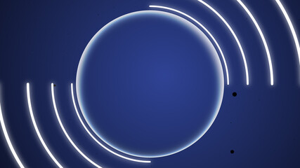 3d rendering of white neon round frame, circle, ring shape.