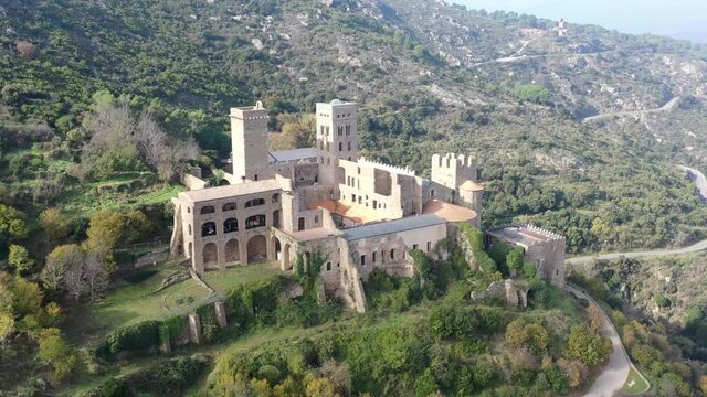 The Romanesque abbey of Sant Pere de Rodes in Cap de Creus Natural park. It is a former Benedictine monastery in the comarca of Alt Emporda, in the North East of Catalonia, Spain. 