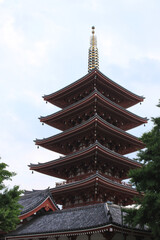 日本　東京都台東区浅草、浅草寺の五重塔