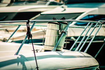 Closeup of a boat moored in the harbor