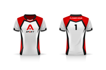 Specification Soccer Sport , Esport Gaming T Shirt Jersey template. mock up uniform . Vector Illustration design