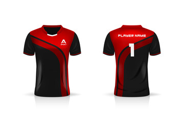 Specification Soccer Sport mockup , Esports Gaming T Shirt Jersey template. mock up uniform . Vector Illustration design