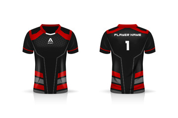 Specification Soccer Sport mockup , Esports Gaming T Shirt Jersey template. mock up uniform . Vector Illustration design © bellie