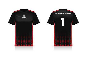 Specification Soccer Sport mockup , Esports Gaming T Shirt Jersey template. mock up uniform . Vector Illustration design