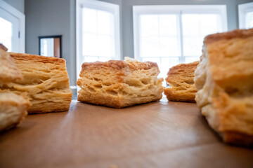 Low Angle of Square Biscuits