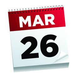 March 26th on a calendar page - illustrated.